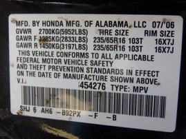 2006 Honda Odyssey EX-L Black 3.5L AT 2WD #A22479